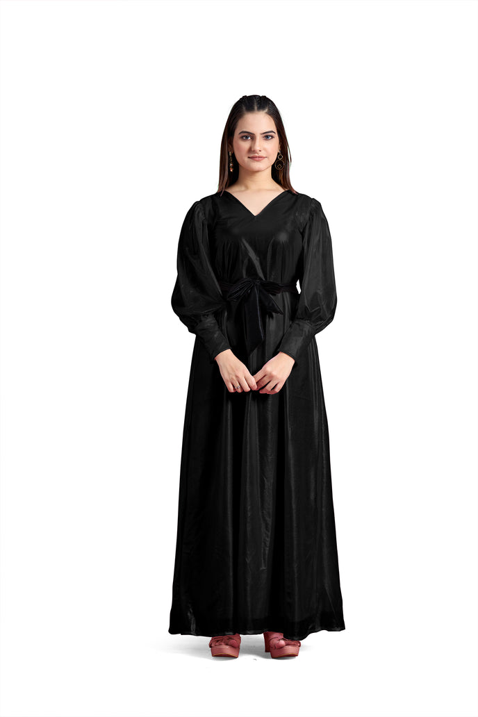 Balloon Sleeve A-line Western Long Dress