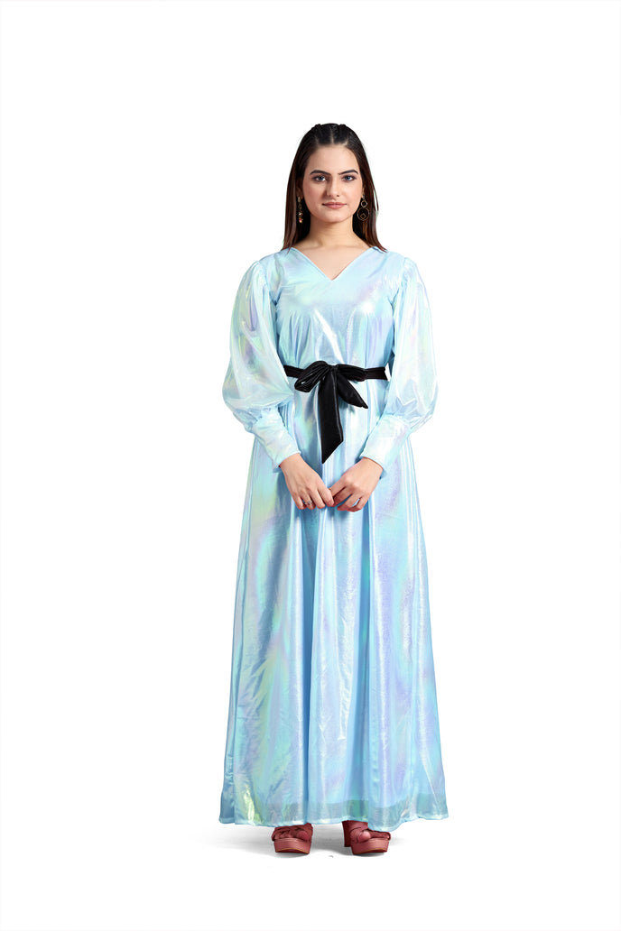 Balloon Sleeve A-line Western Long Dress