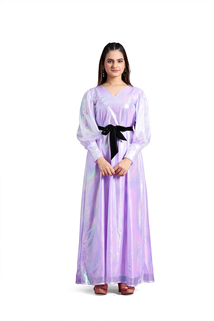 Balloon Sleeve A-line Western Long Dress