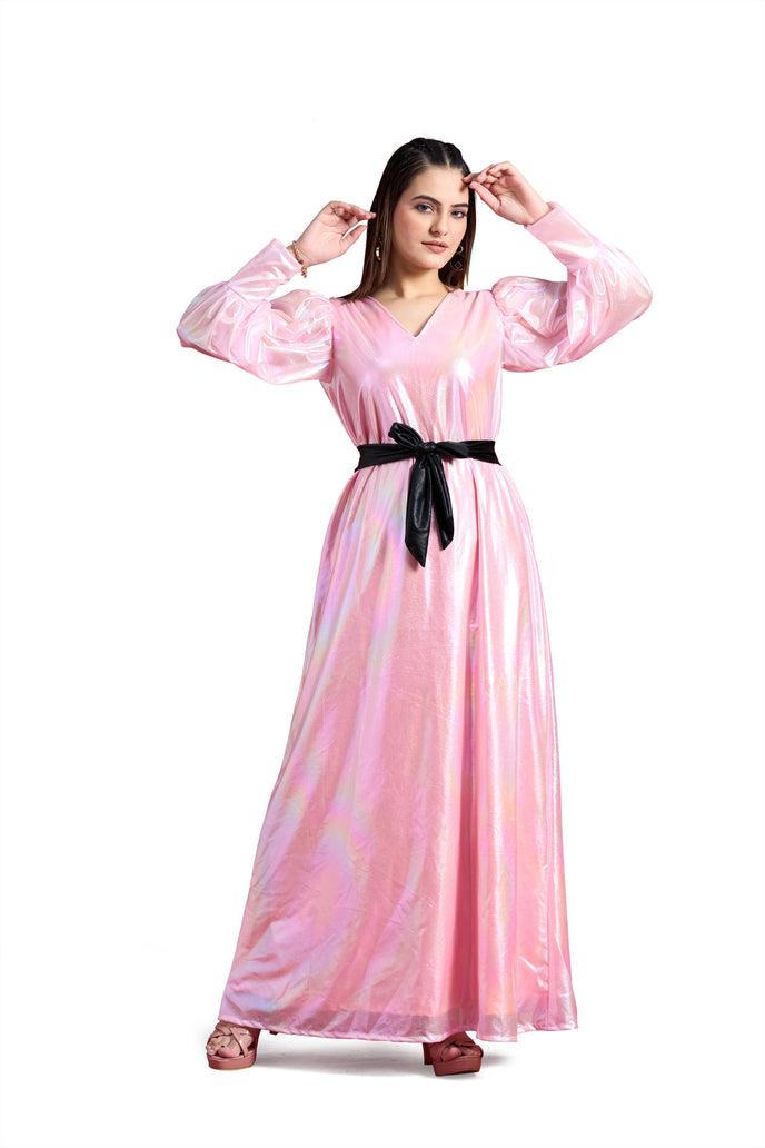 Balloon Sleeve A-line Western Long Dress