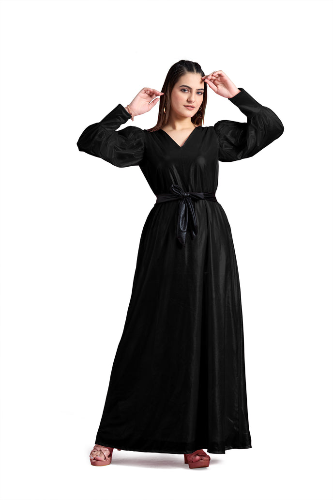 Balloon Sleeve A-line Western Long Dress