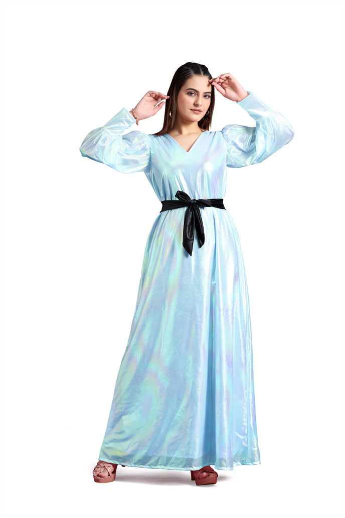 Balloon Sleeve A-line Western Long Dress