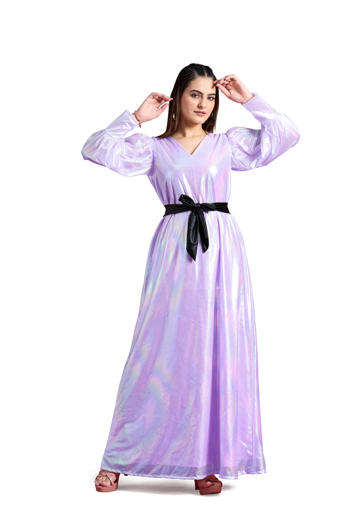 Balloon Sleeve A-line Western Long Dress