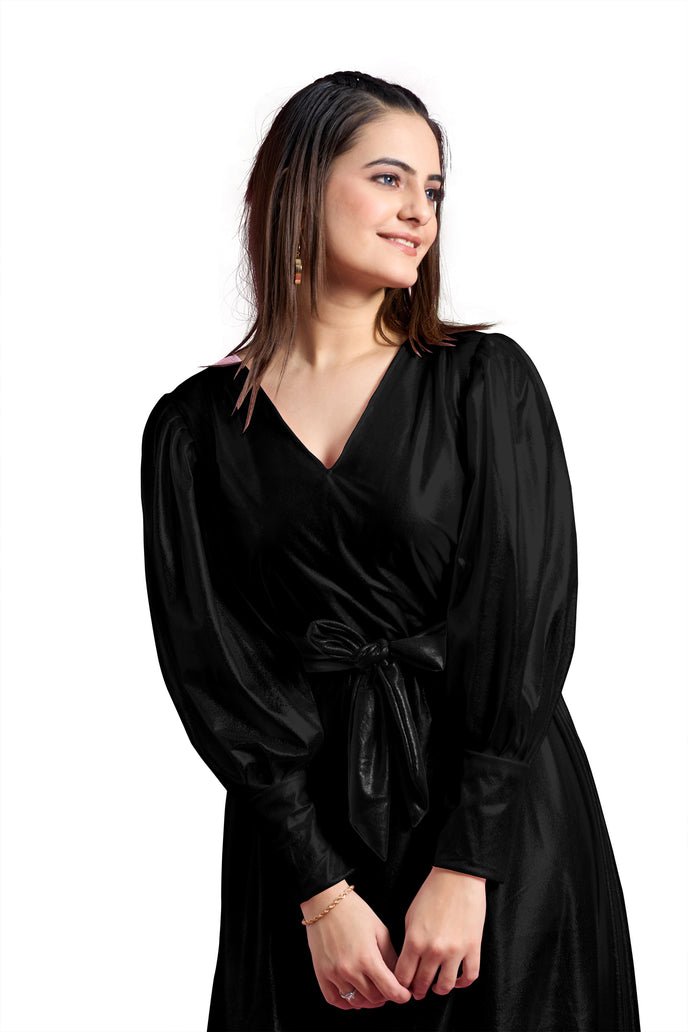 Balloon Sleeve A-line Western Long Dress