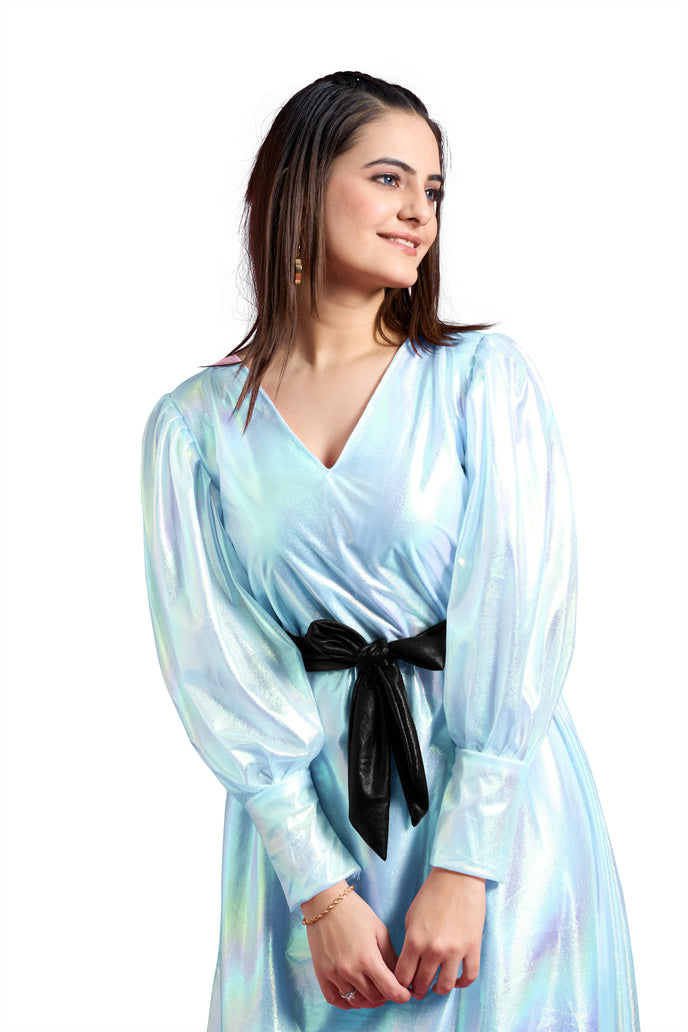Balloon Sleeve A-line Western Long Dress