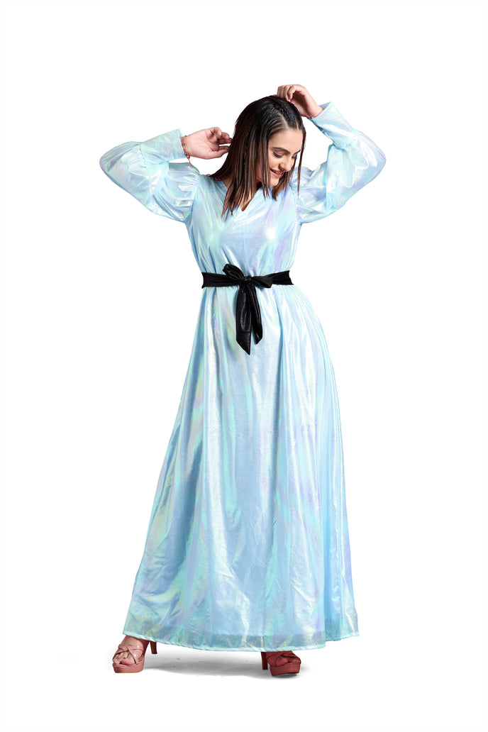 Balloon Sleeve A-line Western Long Dress