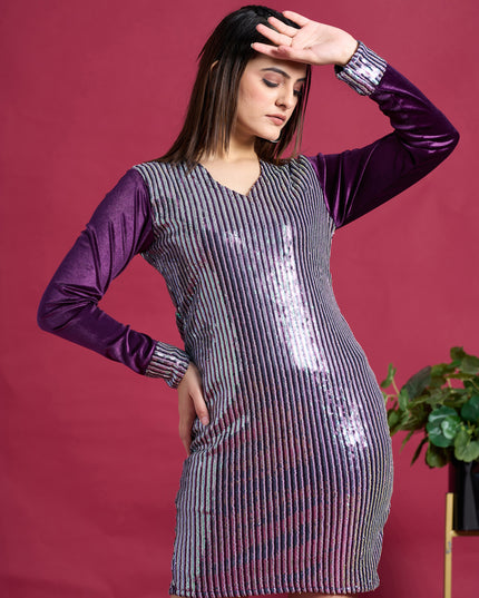 Partywear Sequins Bodycon Mini Dress