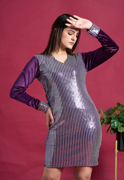 Partywear Sequins Bodycon Mini Dress