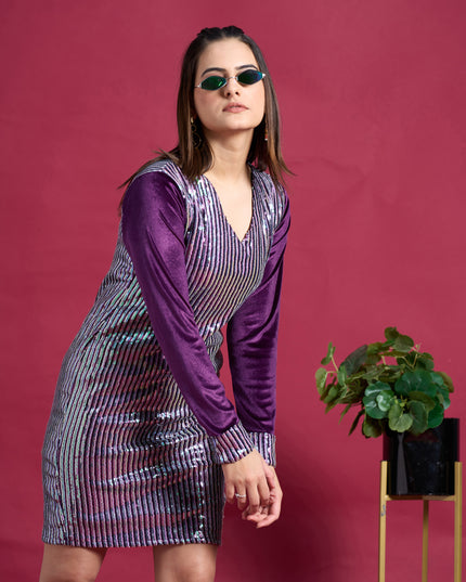 Partywear Sequins Bodycon Mini Dress