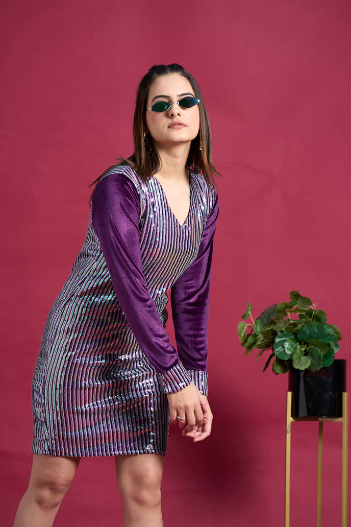Partywear Sequins Bodycon Mini Dress