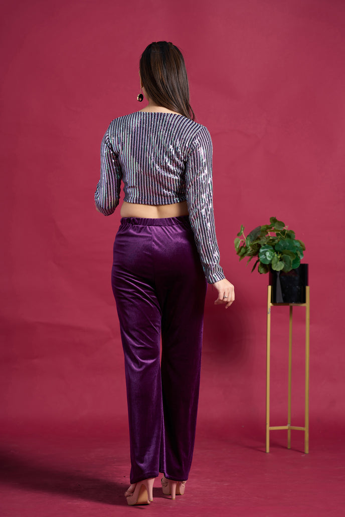 Velvet Sequins Two-Piece Co-ord Set