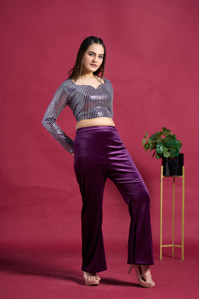 Velvet Sequins Two-Piece Co-ord Set