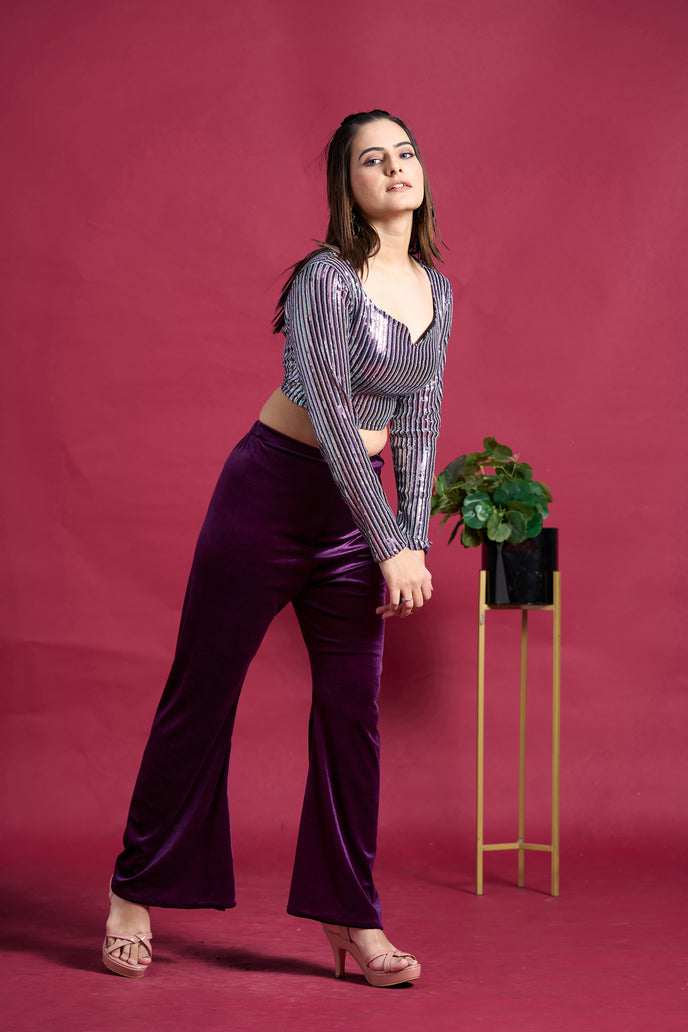 Velvet Sequins Two-Piece Co-ord Set