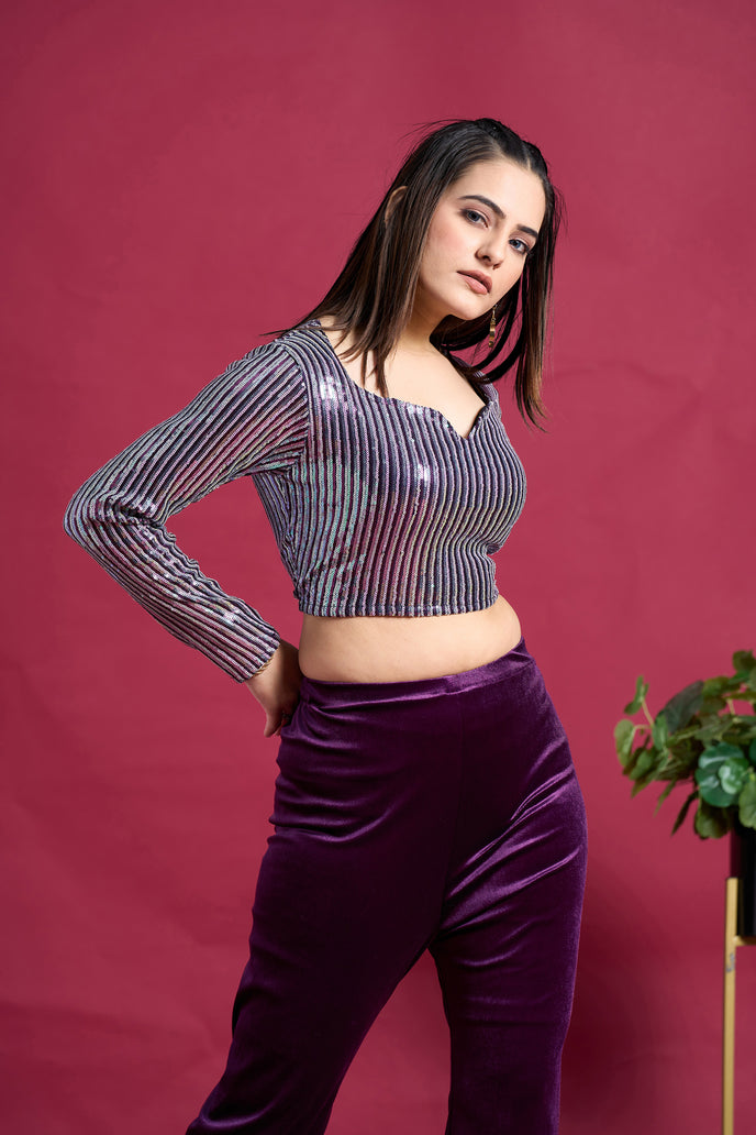 Velvet Sequins Two-Piece Co-ord Set