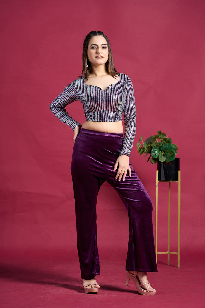 Velvet Sequins Two-Piece Co-ord Set
